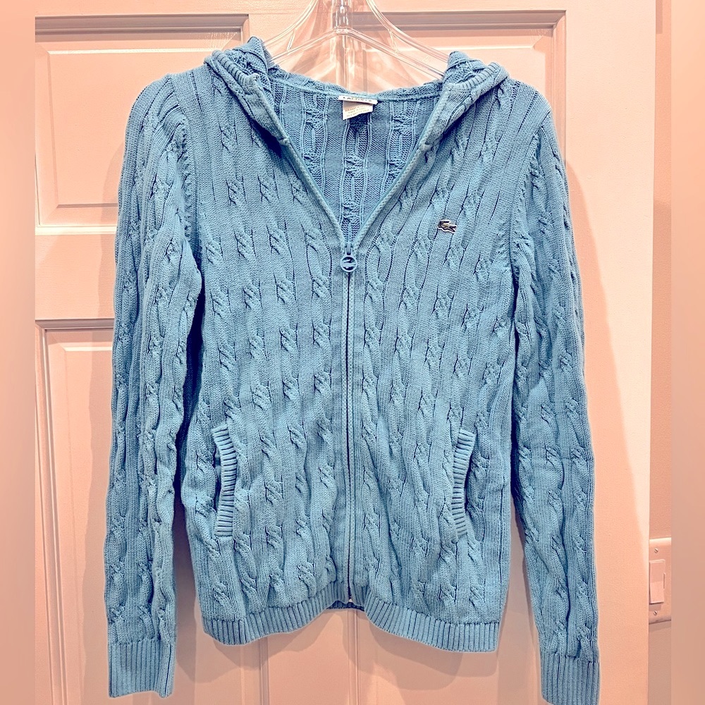 Lacoste Women’s hooded sweater.  Full zip.  Size 42